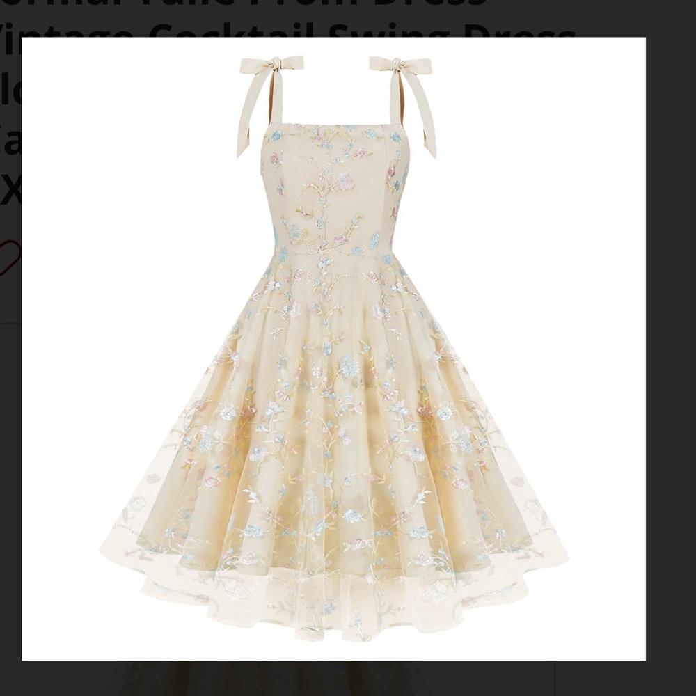 Floral Embroidered Dress - Cream